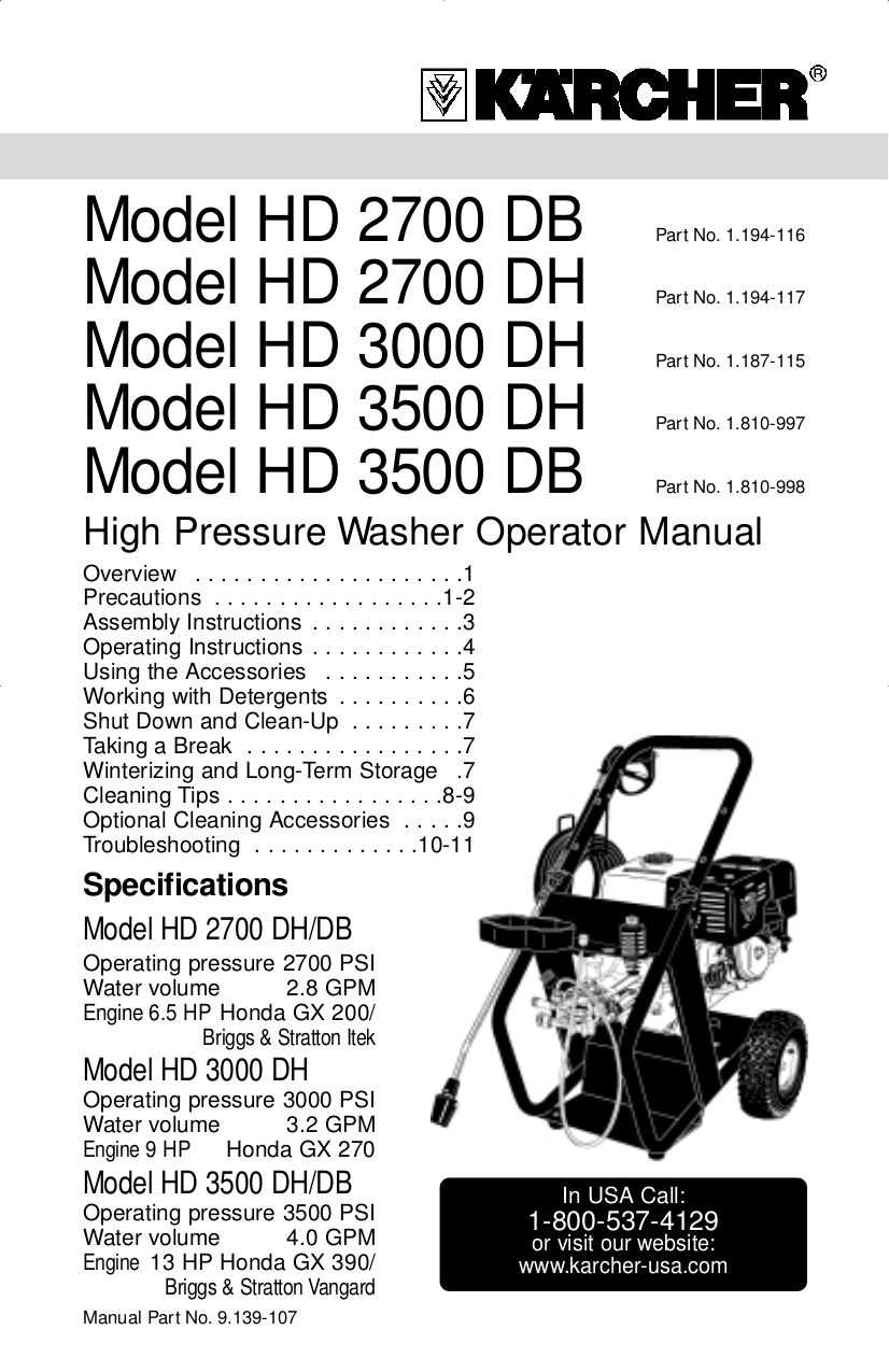 Download free pdf for Karcher HD 3500 DB Pressure Washers Other manual